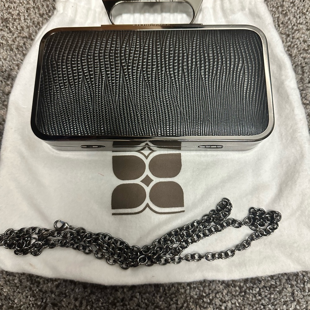 BCBGMaxAzria Black Clutch with Silver Accents